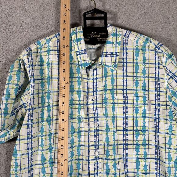 Columbia Pfg S/s Button Down Shirt Men’s Medium Plaid Fish AOP Tuna - Picture 5 of 10
